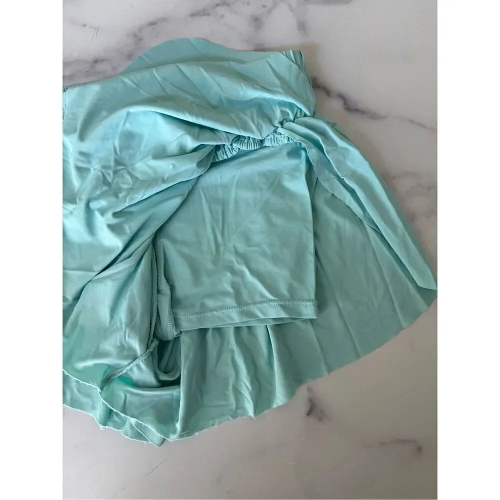 Little girls 3t toddler mint green pull on built in biker shorts flowy summer ac